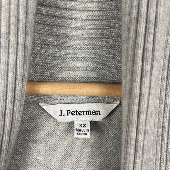 J. Peterman Light Gray Merino Wool Blend Open Front Cardigan Sweater Women's XS - Picture 4 of 8